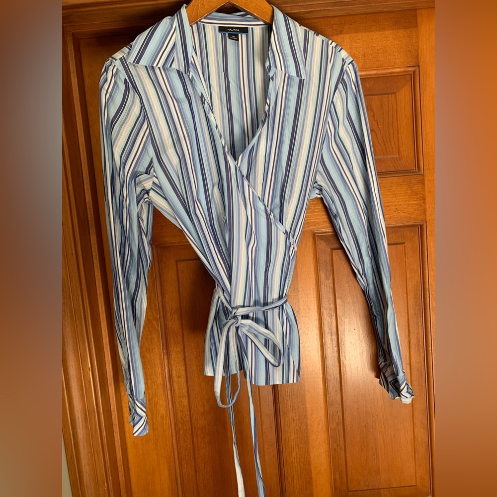 Striped wrap shirt